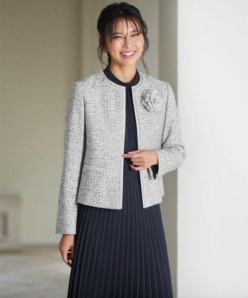 セール】 【セットアップ対応】シャインツイードストレッチ ノーカラー