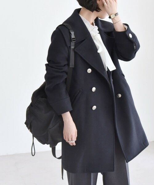 セール】 quaranciel: メルトン ビッグ カラー Pコート （ピーコート