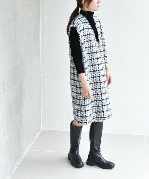 セール】 quaranciel: ツイード Vネック ベスト ミニ ワンピース