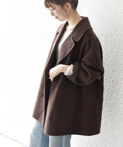 SHIPS any: リバー ダブル テーラード ミドル コクーン コート