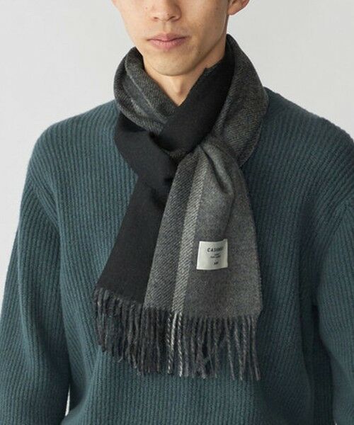 セール】 SHIPS: カシミヤ ダブルフェイス パネル マフラー （マフラー