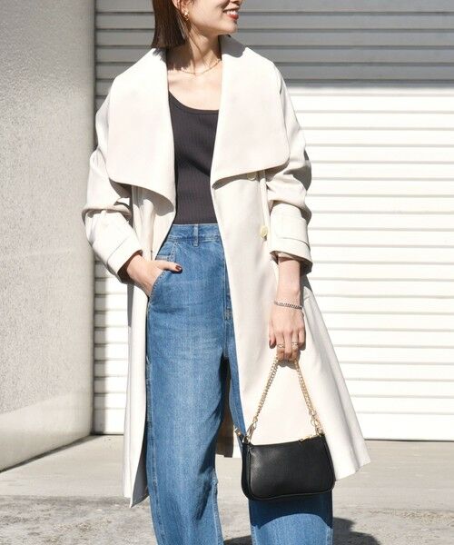 セール】 SHIPS any: ドライツイル ショールカラー Aライン コート