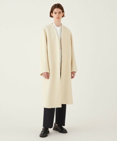 セール】 アルパカシルクカーリーニット ノーカラーコート （その他