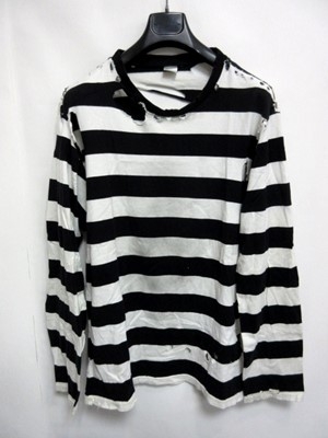 ナンバーナイン NUMBER (N)INE Tシャツ ロング ボーダー ダメージ 加工