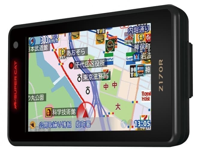 取締中の道路を点滅させて警告、GPS＆レーダー探知機「Z170R