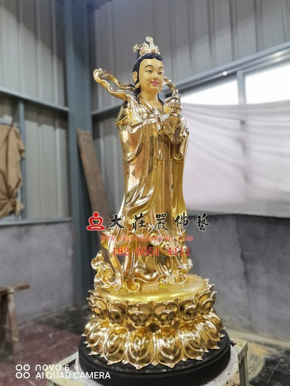 观音菩萨左胁待龙女塑像铜雕龙女龙女佛像定制- 大庄严佛像厂