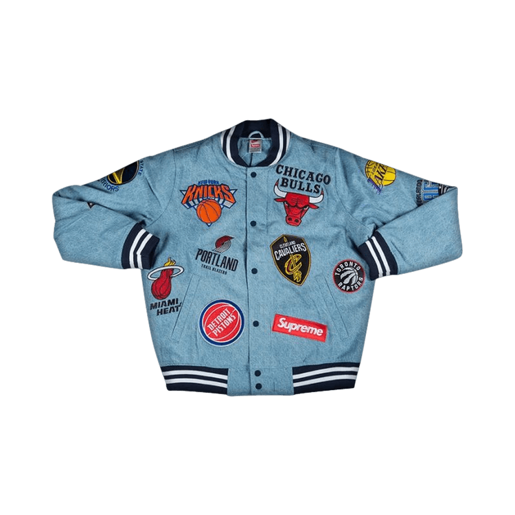 Buy Supreme x Nike x NBA Teams Warm Up Jacket 'Denim' - SS18J37