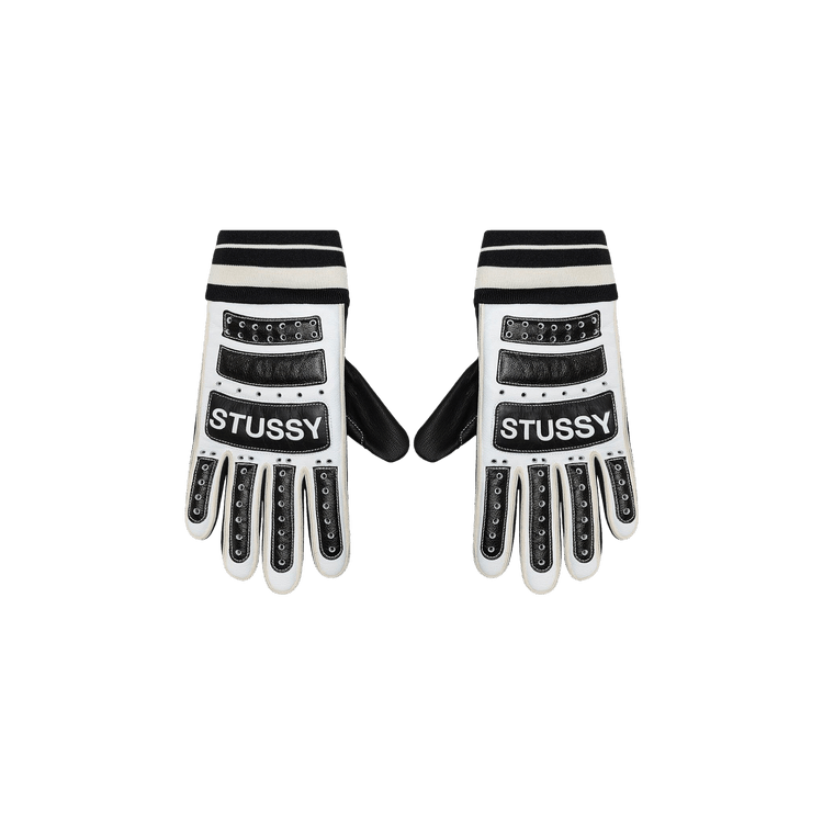 Buy Stussy Leather Bike Gloves 'Black/White' - 138941 BLAC | GOAT