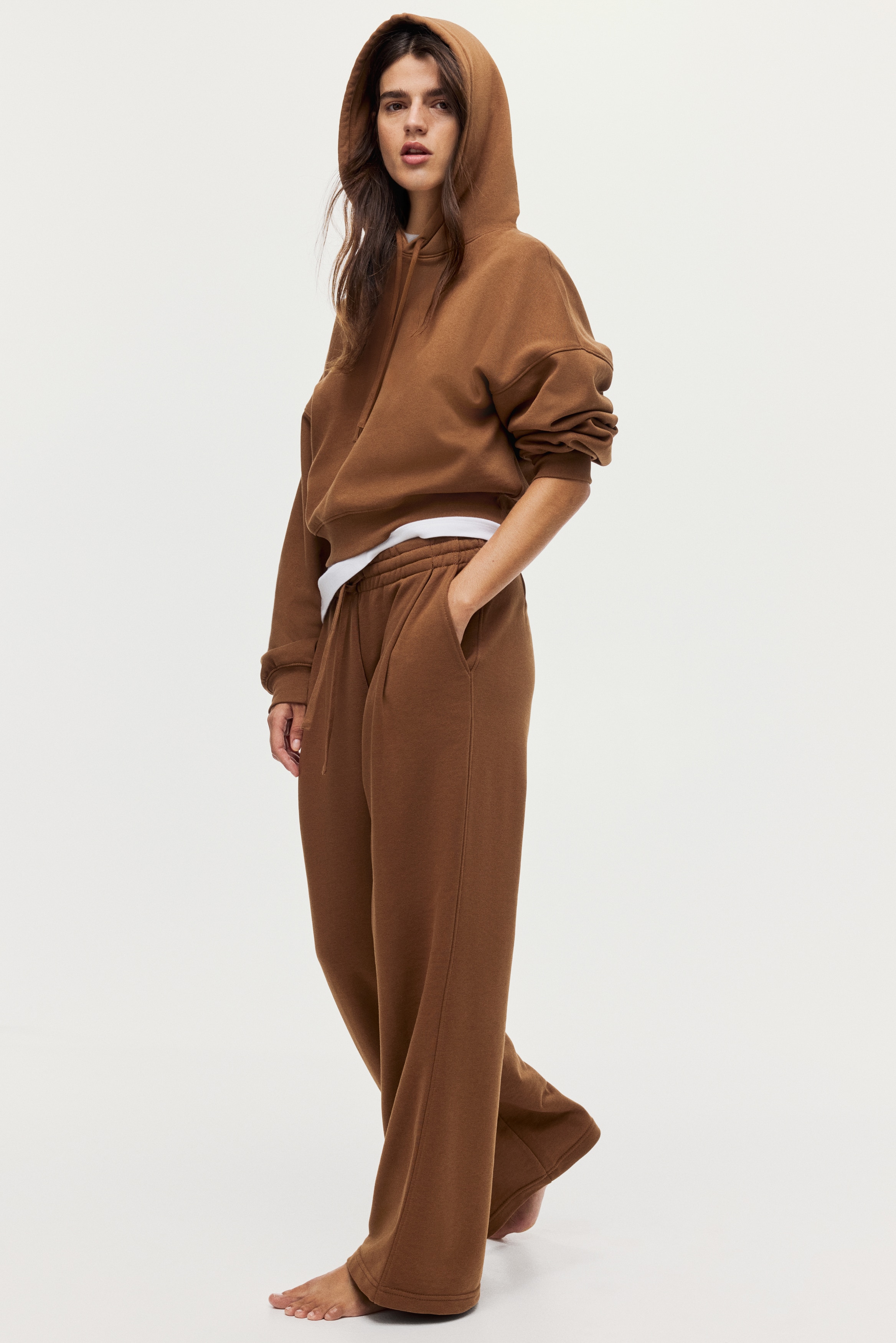 フロントタックスウェットパンツ - ブラウン - レディース | H&M JP