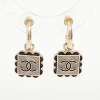 シャネル ココマーク B24K ピアス(両耳用) GP×レザー ゴールド