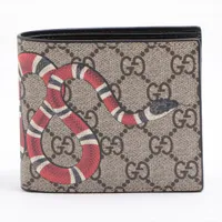 グッチ GGスプリーム スネーク 451266 PVC×レザー 二つ折り財布