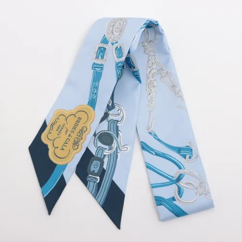 エルメス ツイリー BRIDES de GALA 式典用馬勒 シルク ツイリー ブルー