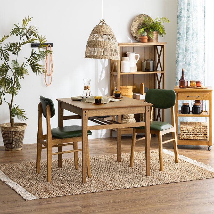 送料無料】 テーブル + チェア同色2脚) 木製 天然木 ダイニング