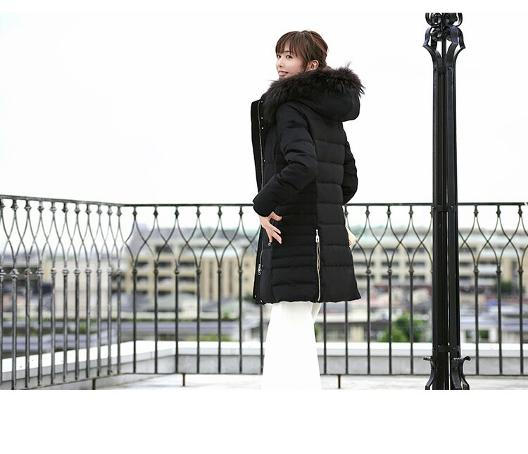 ラクーンファーサイドジップスリットダウンコート「D790」-RUIRUE BOUTIQUE