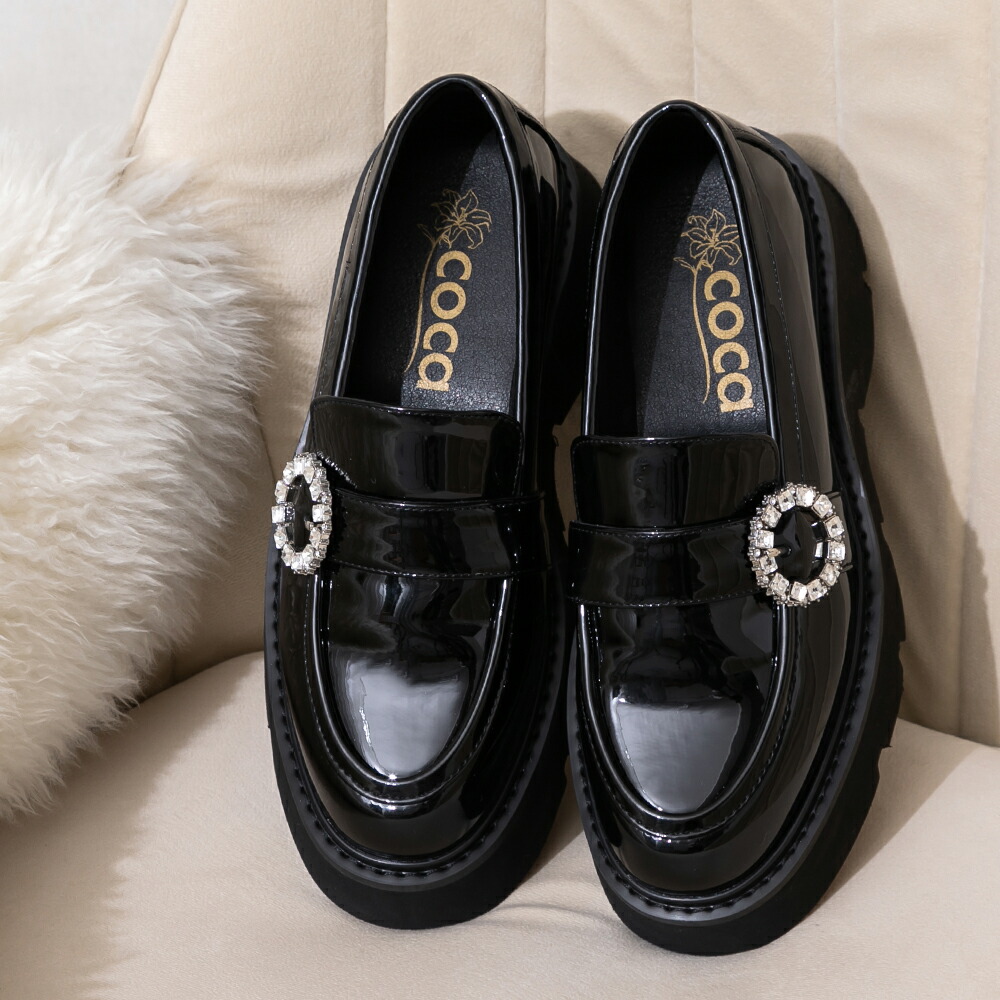 楽天市場】54%OFF！【スーパーSALE】ビジューバックル 厚底ローファー