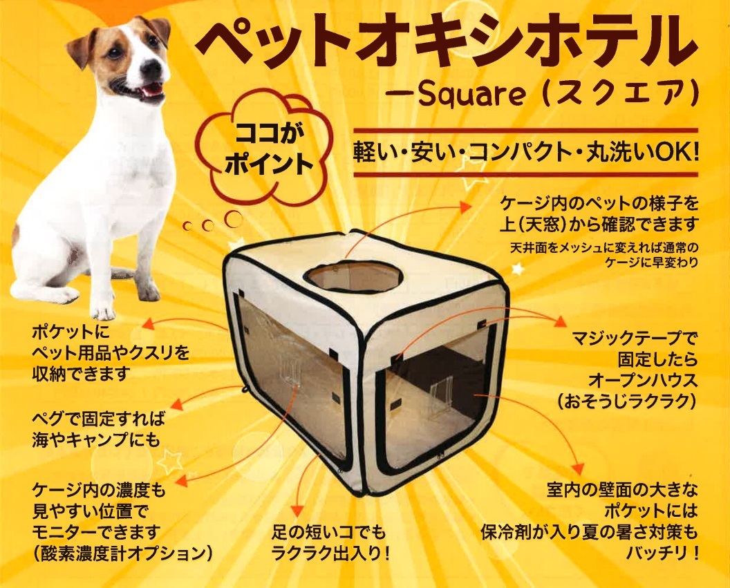 楽天市場】ペット用酸素室 ペットオキシホテル スクエア 【Sサイズ