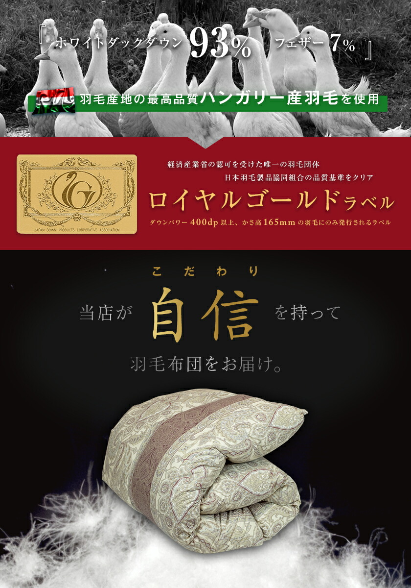 楽天市場】【楽天SS 10%OFF 3/11 1:59終了】高級 羽毛布団 ダブル