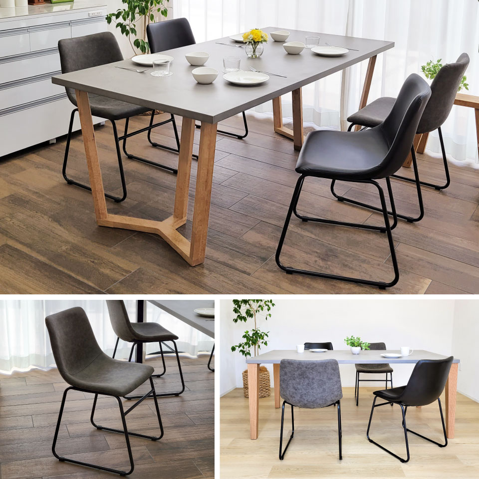 楽天市場】PUレザーとアイアン脚のダイニングチェア 2脚セット 合皮