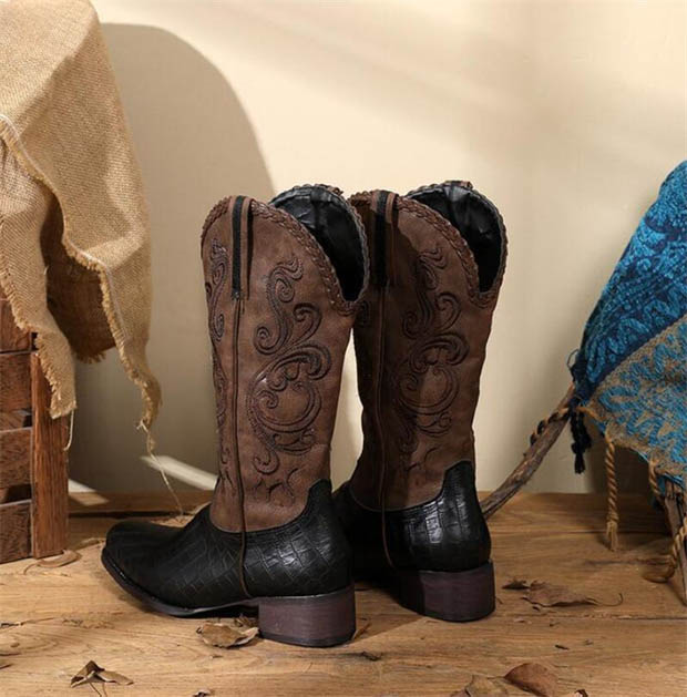 楽天市場】ウエスタンブーツ レディース 刺繍 ウエスタンブーツ