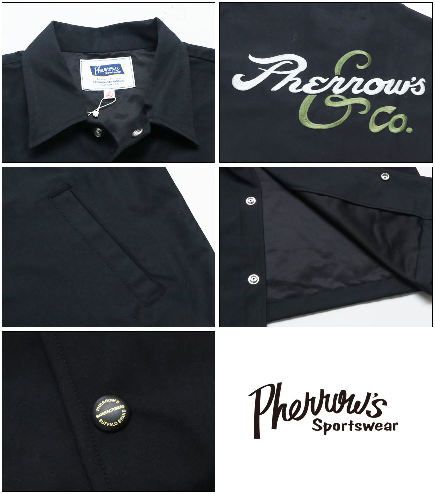 楽天市場】フェローズ PHERROW'S 長袖 コーチ ジャケット 刺繍 バック