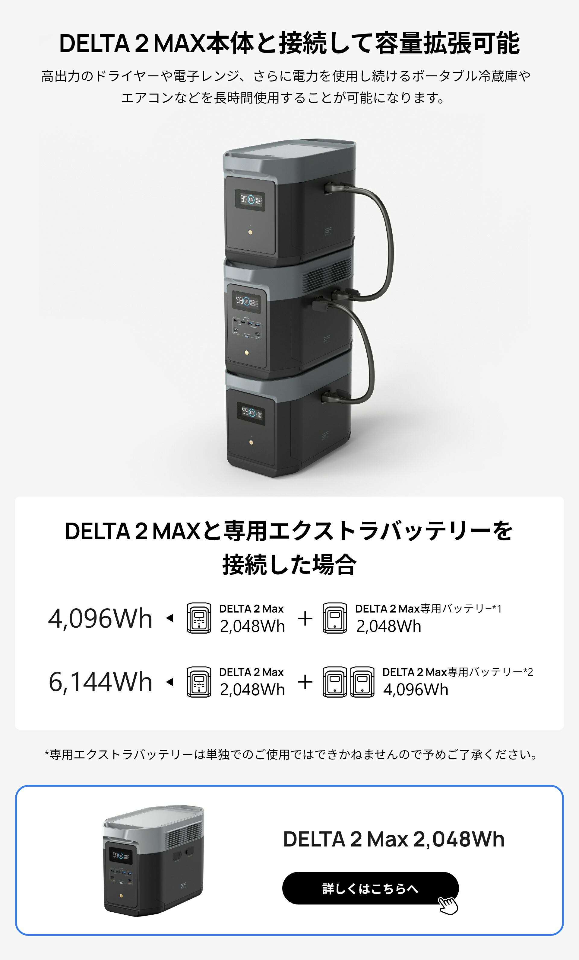 楽天市場】EcoFlow DELTA 2 Max 専用エクストラバッテリー 2048Wh