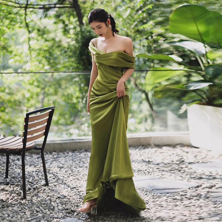 楽天市場】ウェディングドレス パーティードレス グリーン オリーブ