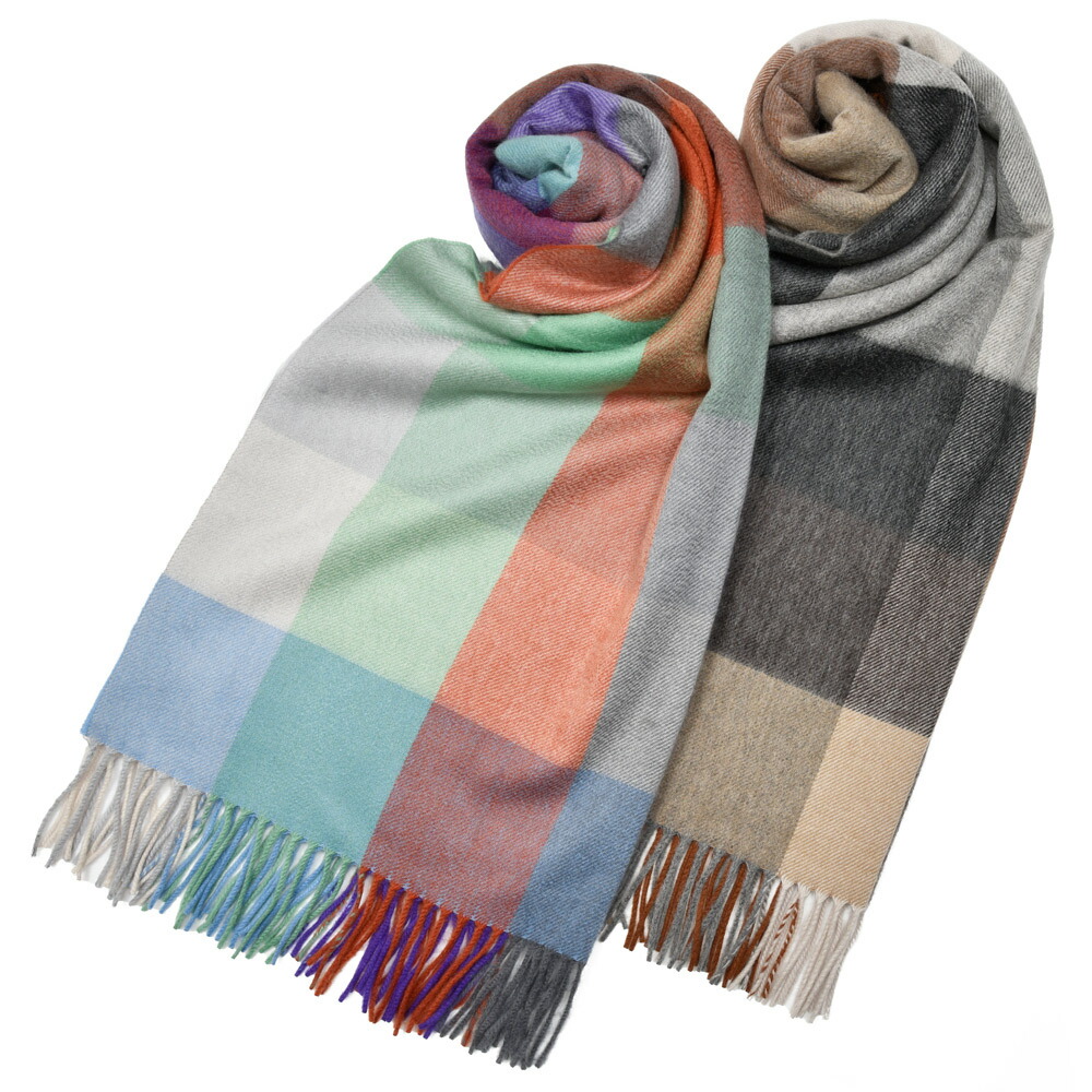 Joshua Ellis（ジョシュア エリス）カシミアブロックチェック大判