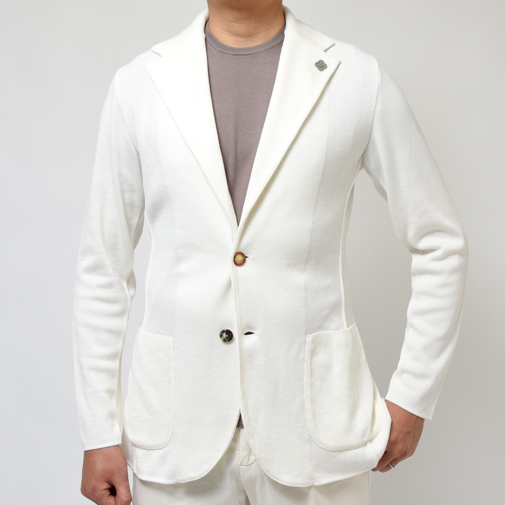 LARDINI（ラルディーニ）コットンミラノリブソリッドニットジャケット