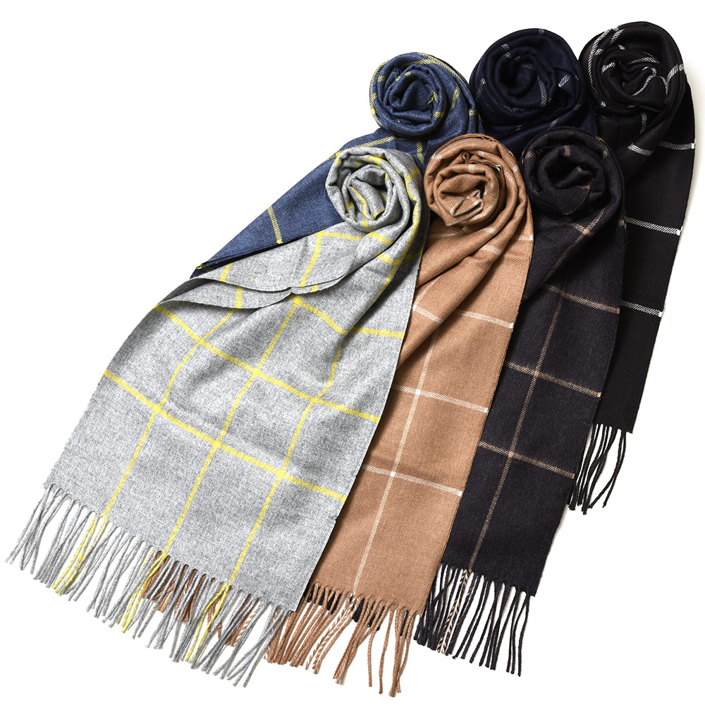 PIACENZA（ピアチェンツァ）シルクカシミアウインドーペーンマフラー