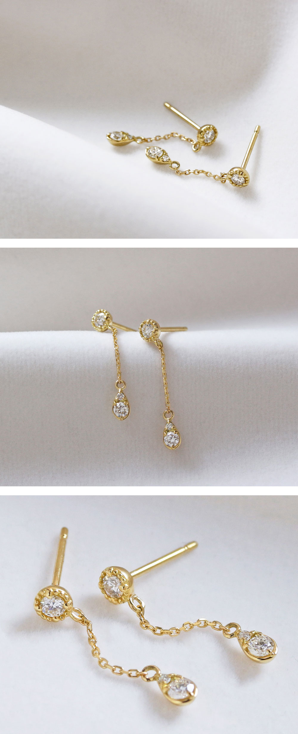 楽天市場】K18 K10 天然ダイヤモンド 計0.22ct しずく チェーン ピアス