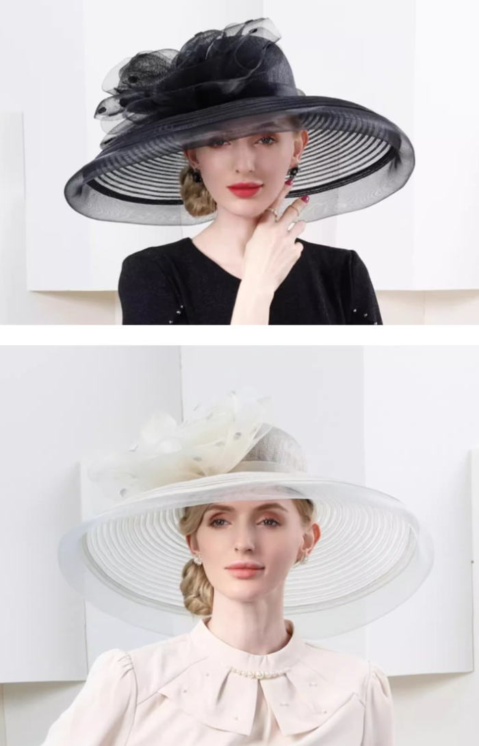 楽天市場】ストローハット つば広 大きい オーガンジー ドット