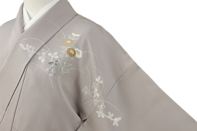 楽天市場】【 中古 】 訪問着 正絹 手描き友禅 灰色 うさぎ お月見