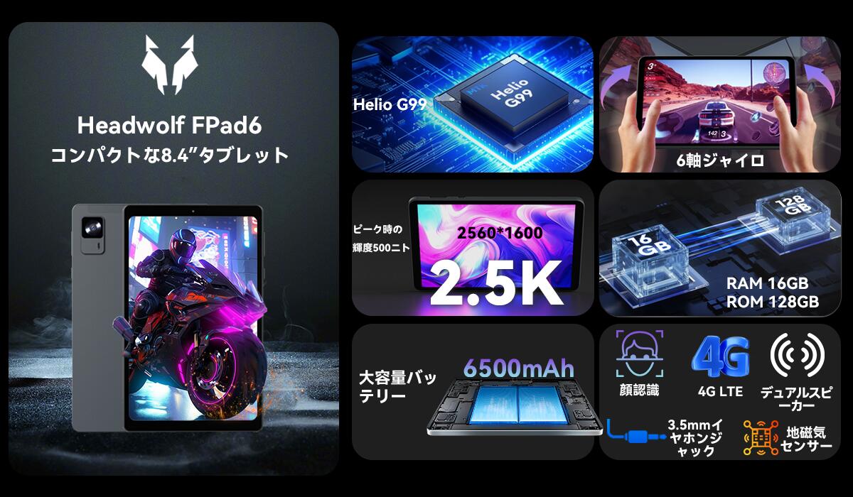8.4インチタブレット「HEADWOLF FPad6」- 更にディスプレイ/バッテリー
