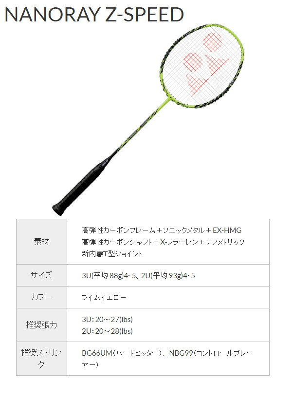 楽天市場】ヨネックス(YONEX) ナノレイZ-スピード (NANORAY Z-SPEED