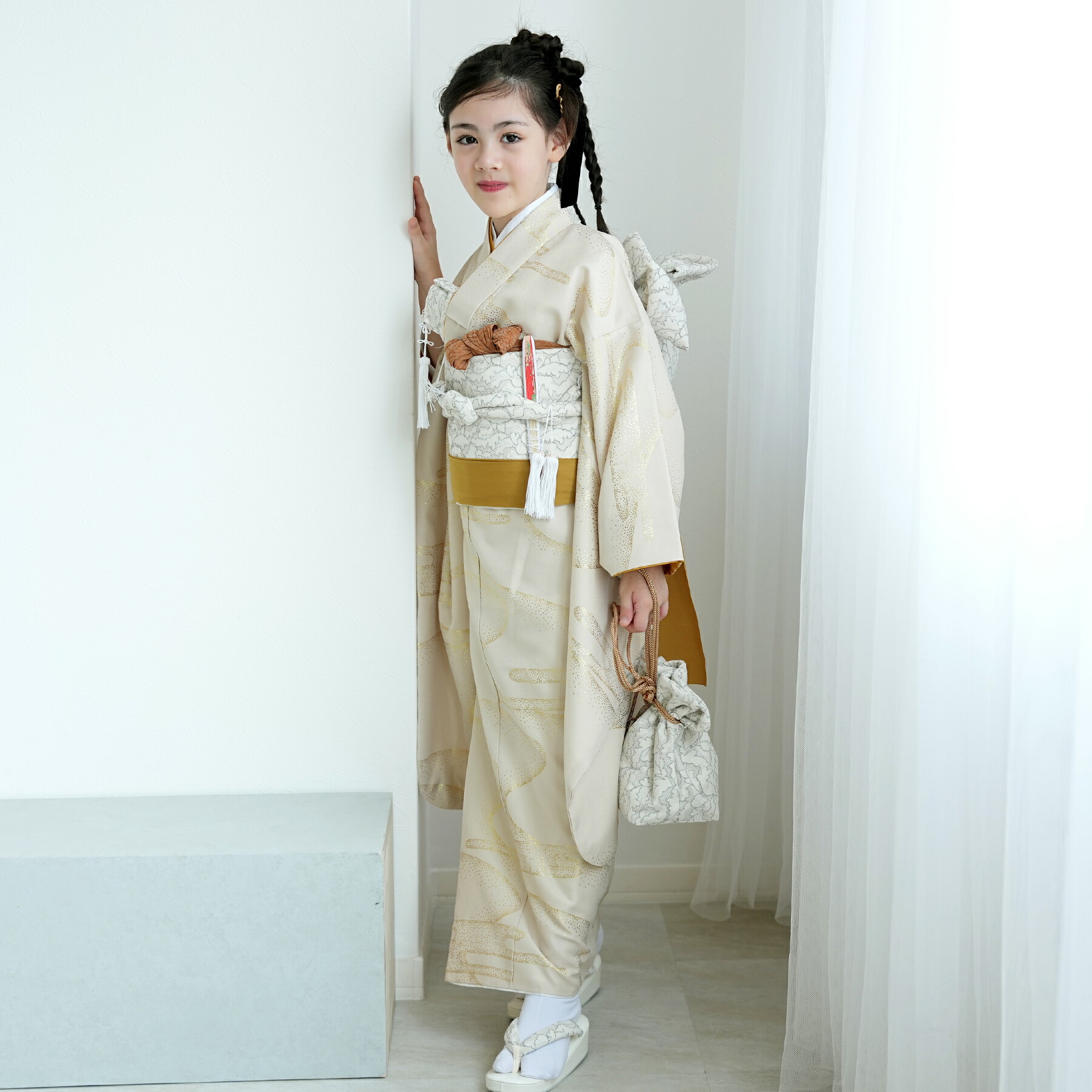 鹿の子柄♡七五三　7歳　女の子　フルセット　一式　赤系　ゴールド　黒 七五三 着物 7歳 フルセット 女の子用 通販－京都室町st．