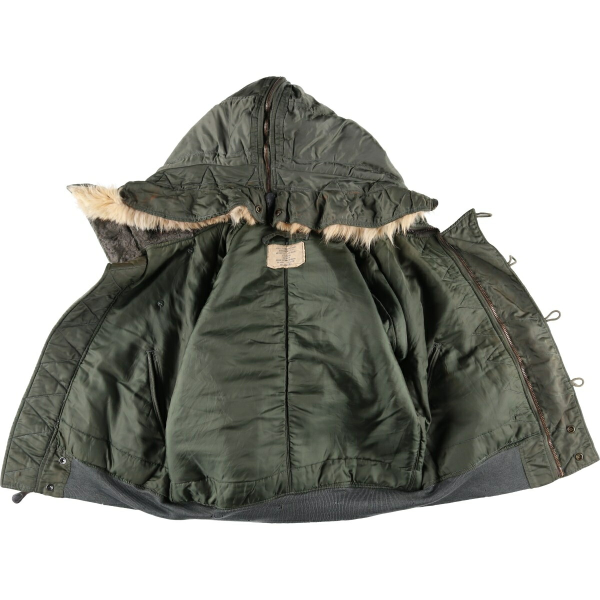 古着 米軍実品 N-2B コヨーテファー 中綿入り ミリタリー フライト