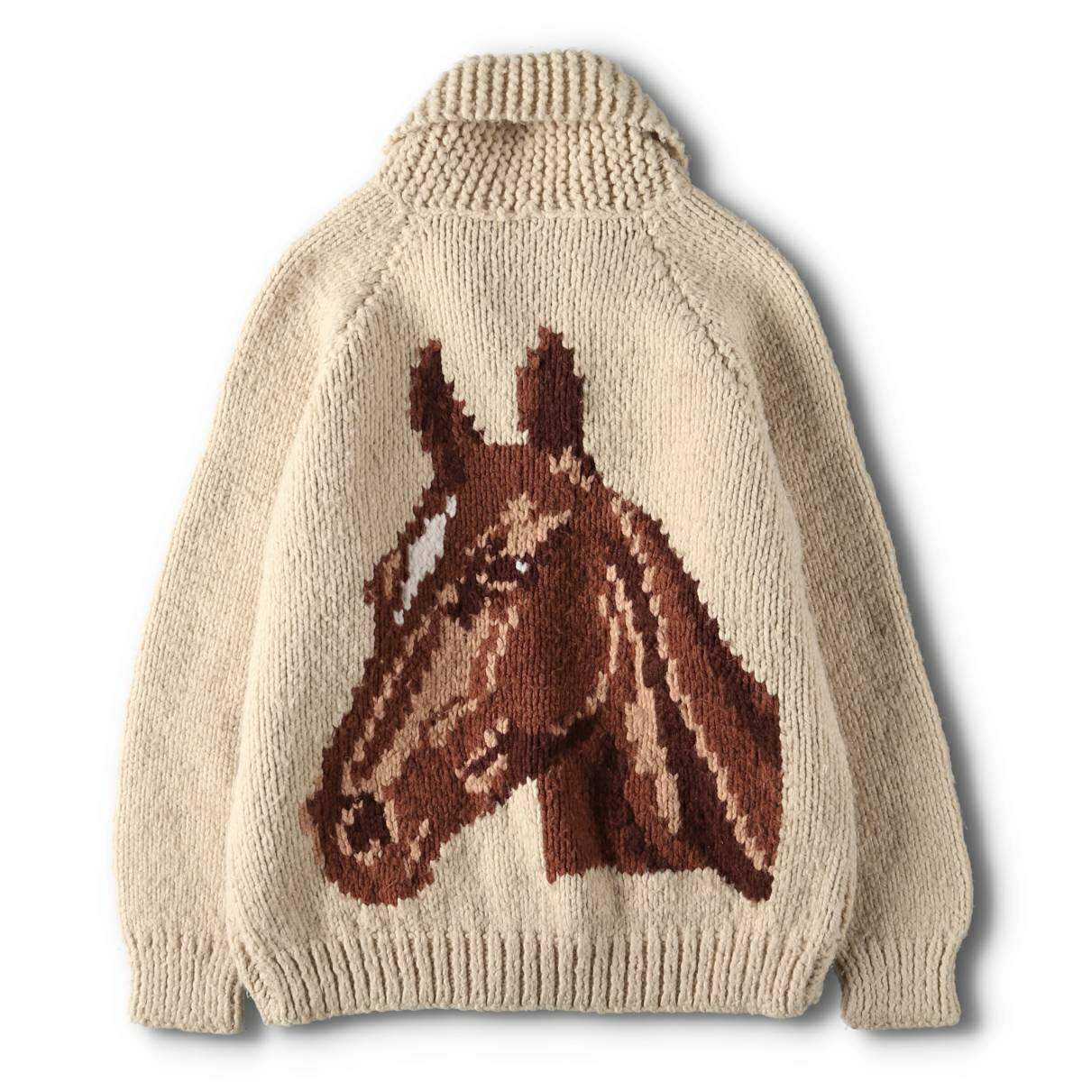 古着 70～80年代 UNKNOW 馬柄 カウチンセーター レディースM相当