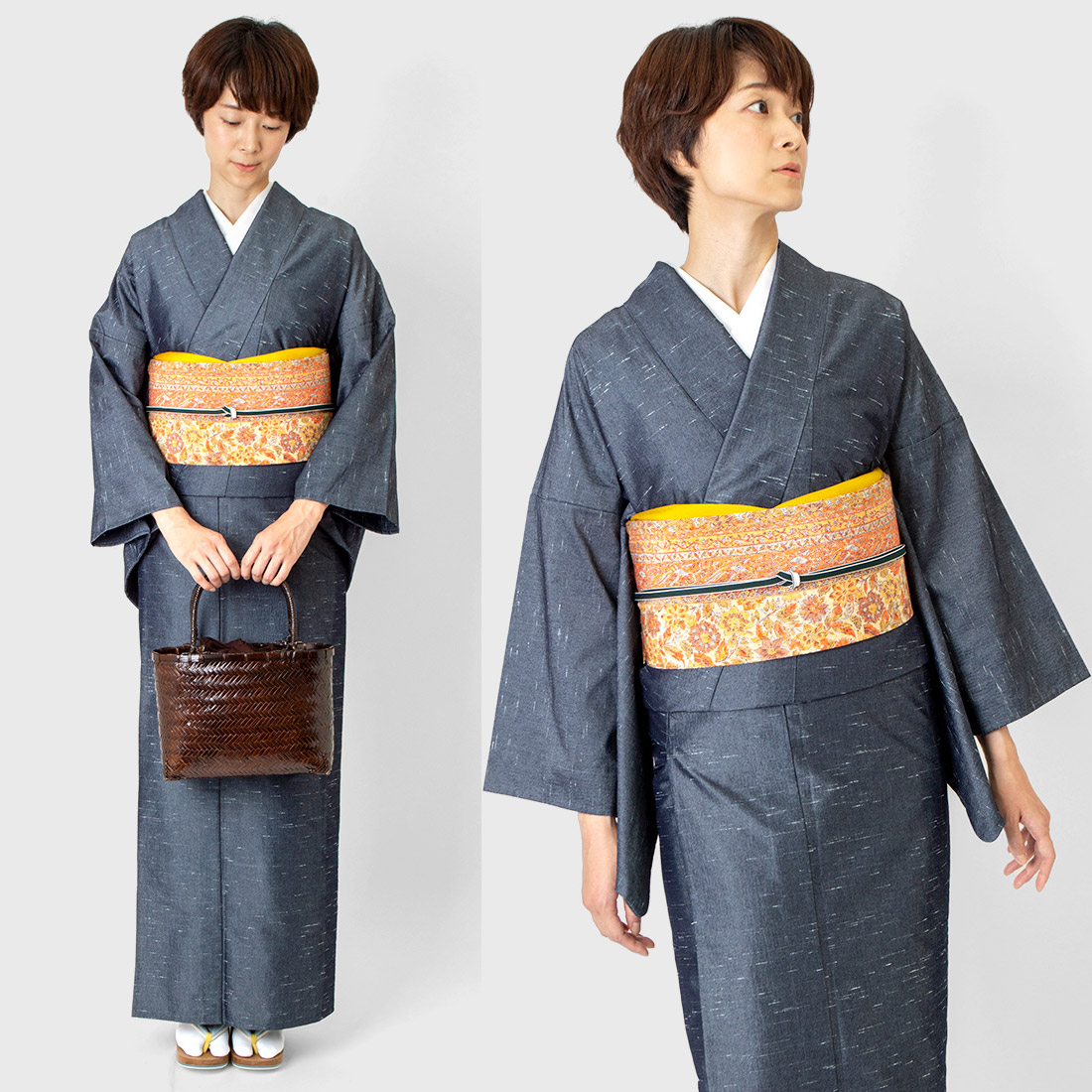 ラグジュアリーな艶めきを纏った型破りな美しさが魅力のデニム着物