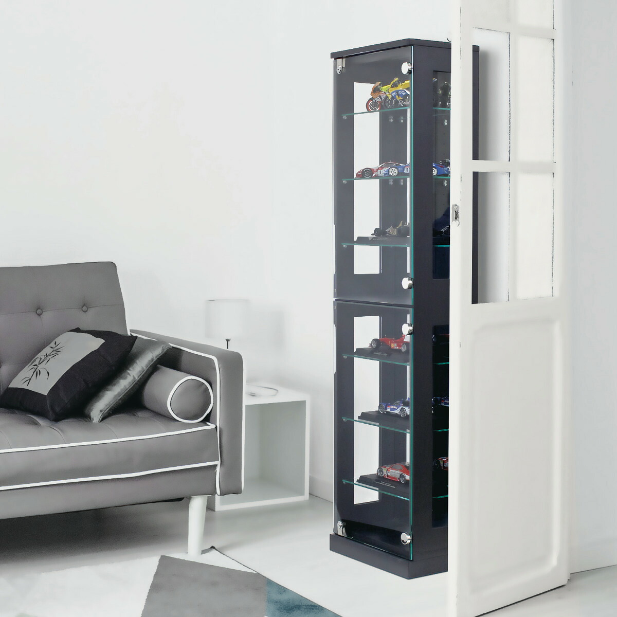 楽天市場】コレクションラック 鍵付 ショーケース 背面ミラー 幅40cm