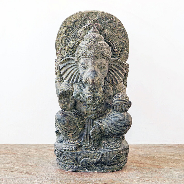 ガネーシャ神石像 ストーンオブジェ 置物 高さ70cm【53183】 /アジアン