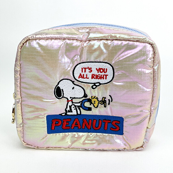 スヌーピー SNOOPY スクエアポーチ ピンク 小物入れ メイクポーチ キラキラ