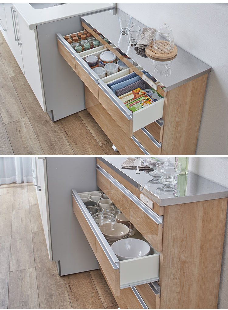 完成品 日本製】キッチンカウンター ステンレス天板 幅90 高さ85 4段