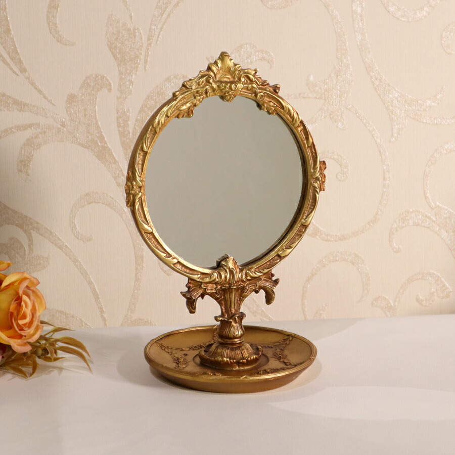 楽天市場】バロックスタンドミラー アンティークゴールドミラー