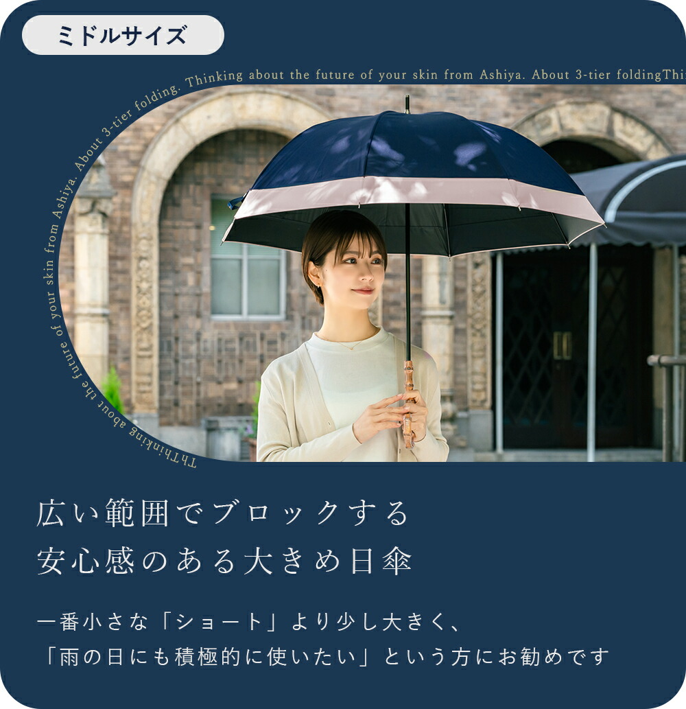【芦屋ロサブラン】日傘 2段ミドル コンビ 55cm 2段ミドル | 折りたたみ日傘 (55cm) | 芦屋ロサブラン