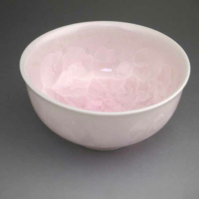 花結晶ご飯茶碗 陶あん ピンク 小 - 京焼清水焼 松韻堂