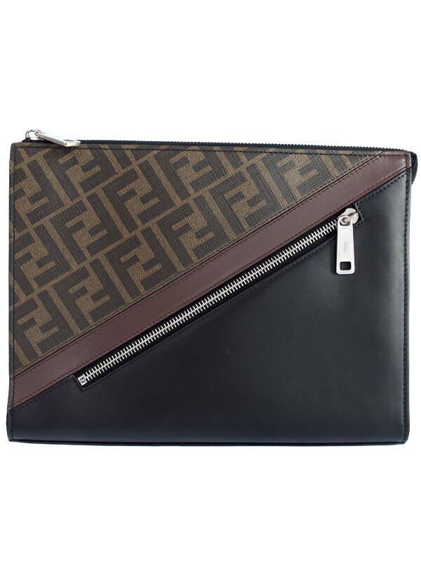 FENDI】フェンディ『ズッカ柄 レザー クラッチバッグ』7VA433 メンズ 1