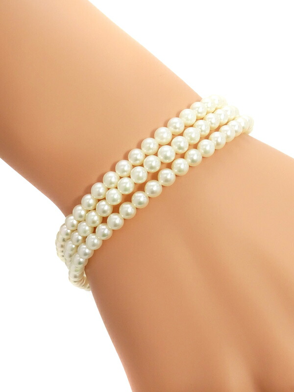 MIKIMOTO】ミキモト『K14WG パール3.9～4.4mm 3連 ブレスレット』1週間