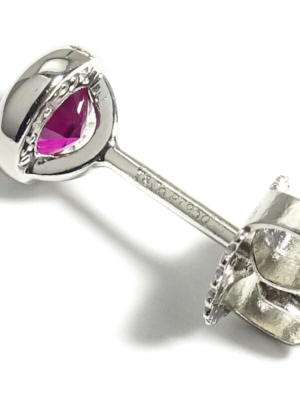 TIFFANY＆Co.】ティファニー『PT950 バイザヤード ルビー ピアス』1