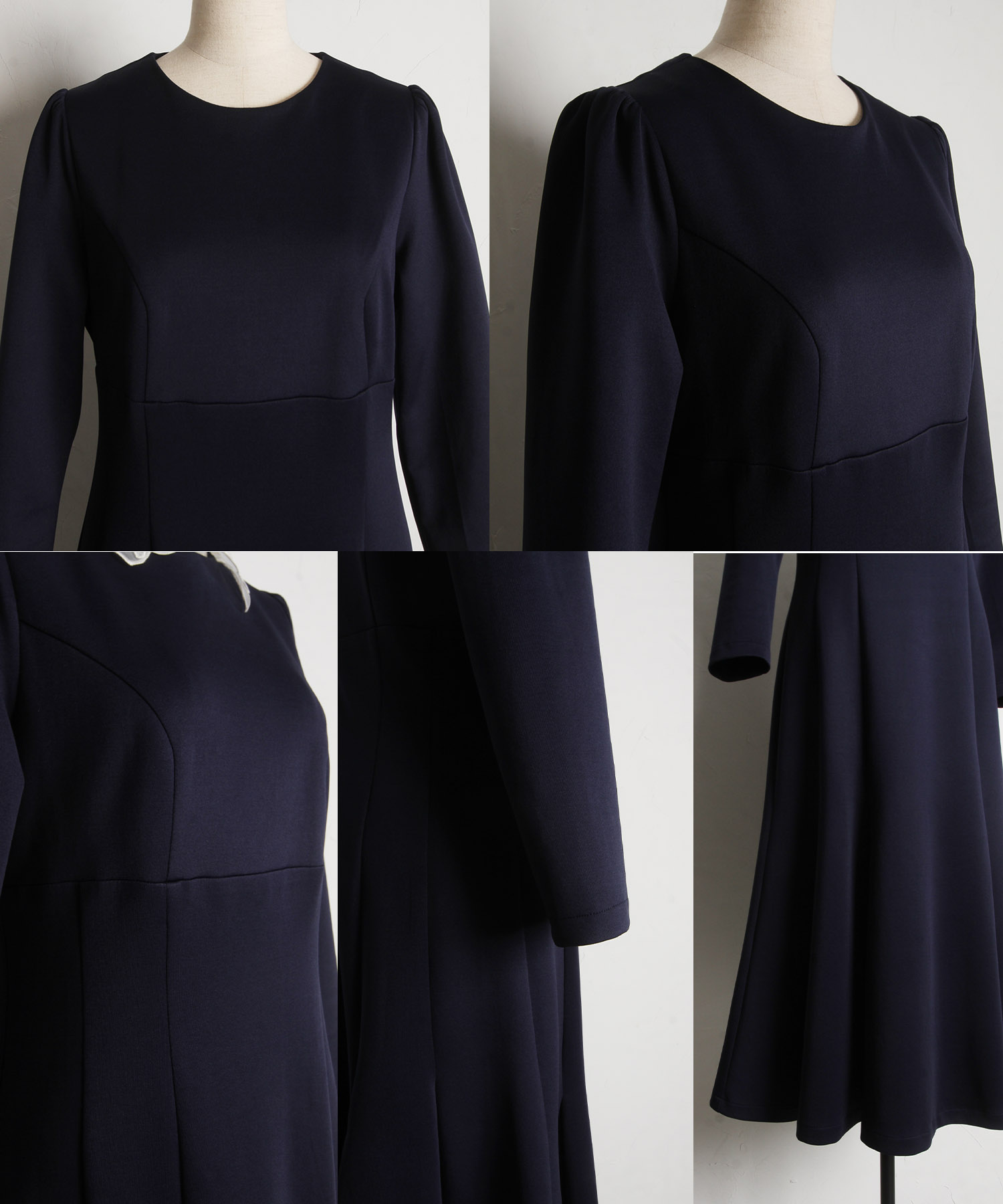 2WAYビジュー×パールレース襟付きマーメイドボンディングワンピース