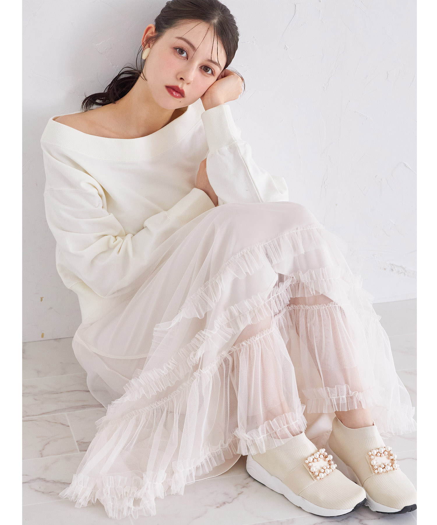 楽天市場】チュールフリルフレアスカート【solivine ソリヴィン】tocco